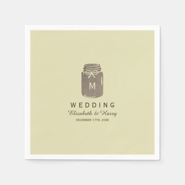 Serviette En Papier Pays Burlap Mason Jar Mariage (Devant)