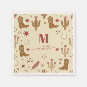 Serviette En Papier Pays de l'Ouest Motif Dessiné à la Main Monogramme