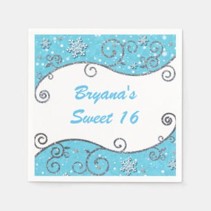 Serviette En Papier Pays des merveilles d'hiver Tourbillons d'argent B