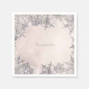 Serviette En Papier Pays des merveilles hivernales Crème Blanc Flocons