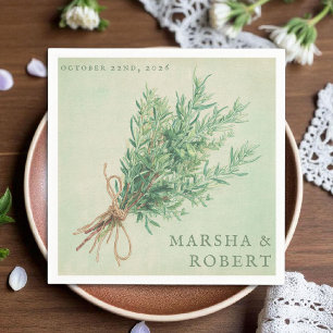 Serviette En Papier Pays Français Rosemary Rustique Mariage Napkin