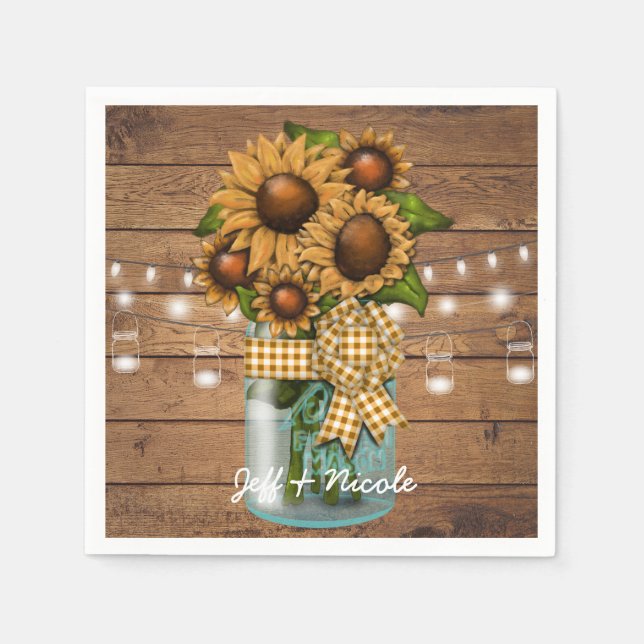 Serviette En Papier Pays Russe Mason Jar avec tournesol (Devant)