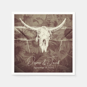 Serviette En Papier Pays rustique Ouest Brown Tournesol Taureau crâne