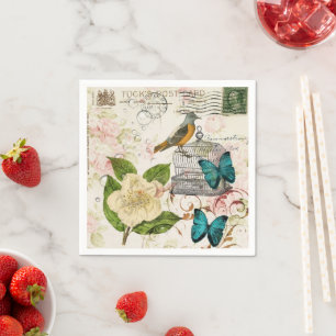 Serviette En Papier Pays vintage Botanique Paris Tea Party