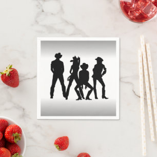 Serviette En Papier Pays Western Fun Noir et Blanc