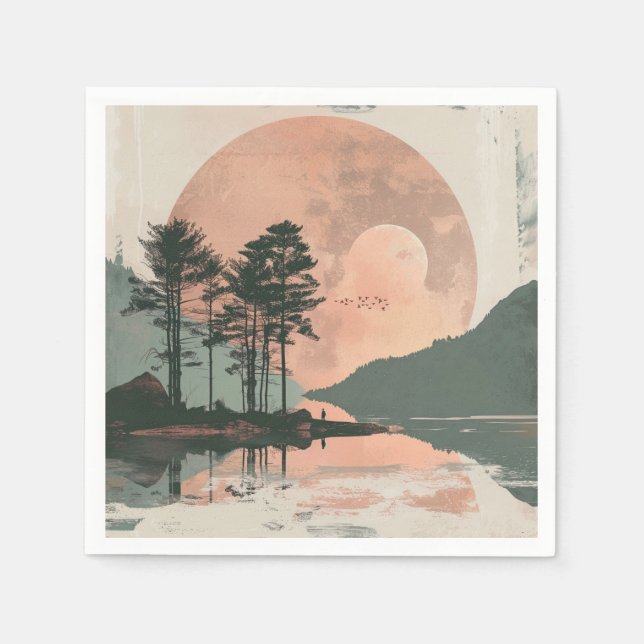 Serviette En Papier Paysage Abstrait de Boho (1) (Devant)