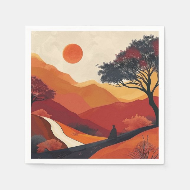 Serviette En Papier Paysage Abstrait de Boho (19) (Devant)