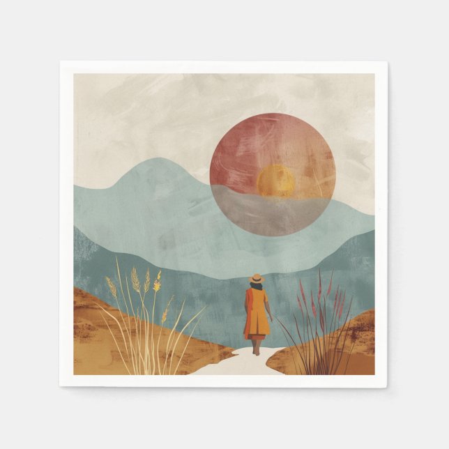 Serviette En Papier Paysage Abstrait de Boho (23) (Devant)