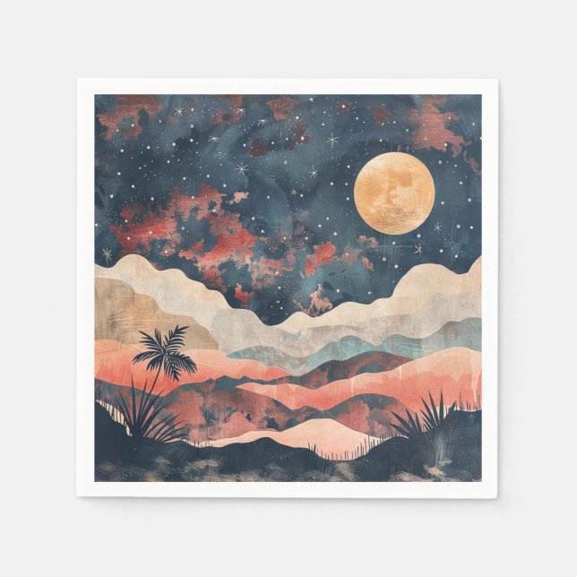 Serviette En Papier Paysage Abstrait de Boho (24) (Devant)