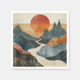 Serviette En Papier Paysage Abstrait de Boho (5)