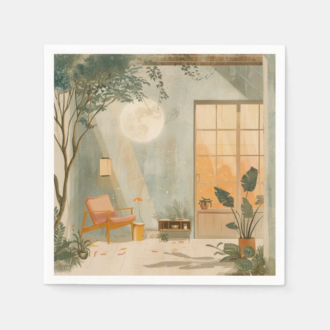 Serviette En Papier Paysage Abstrait de Boho (6) (Devant)
