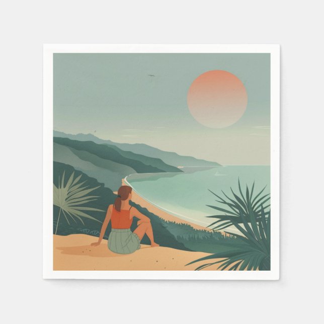 Serviette En Papier Paysage Abstrait de Boho (9) (Devant)