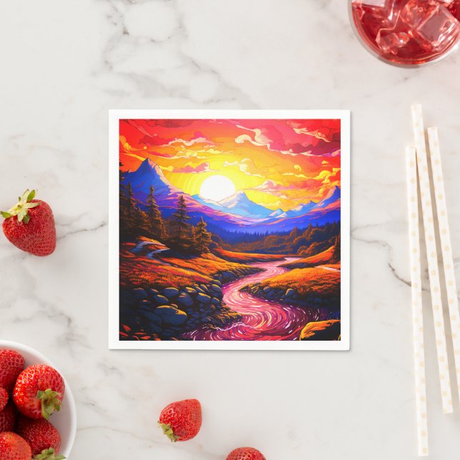 Serviette En Papier Paysage Ai (En situation)