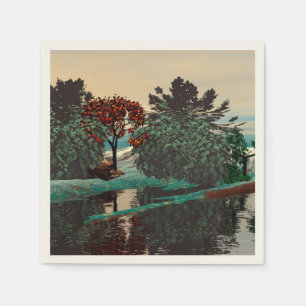 Serviette En Papier PAYSAGE ALIEN, ARBRES, HYPERION LAGON Sci Fi