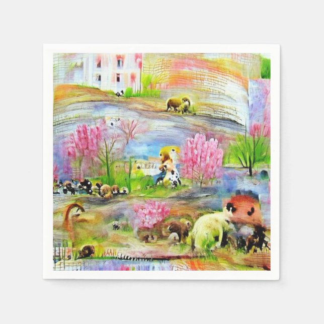 Serviette En Papier Paysage aquarelle (Devant)