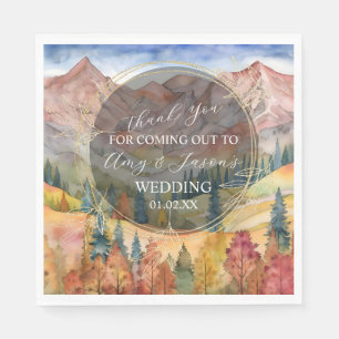 Serviette En Papier Paysage aquarelle de montagne Destination mariage