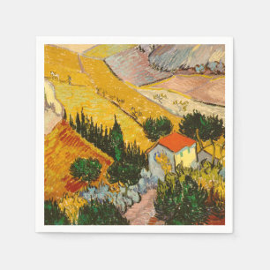 Serviette En Papier Paysage avec Maison et PloughmaVincent van Gogh