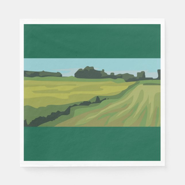 Serviette En Papier Paysage Campagnard Vert (Devant)