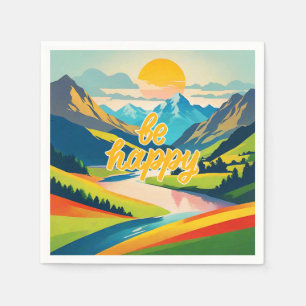 Serviette En Papier Paysage de la montagne Retro