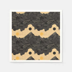 Serviette En Papier Paysage de Montagne Vintage avec Nuages (4)