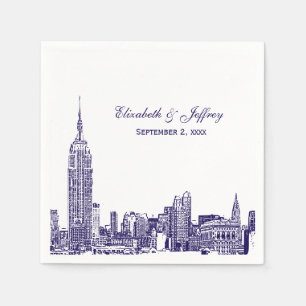 Serviette En Papier Paysage de NYC 01 Gravure DIY Couleurs Mariage