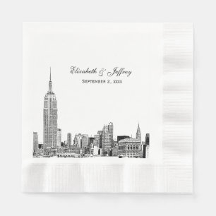 Serviette En Papier Paysage de NYC 01 Gravure DIY Fond de Mariage Coul