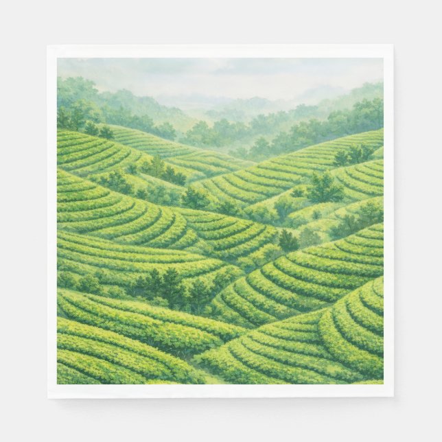 Serviette En Papier Paysage de plantation de thé vert (Devant)