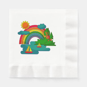 Serviette En Papier Paysage de voyage en bateau sous les nuages du sol