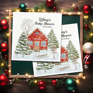 Serviette En Papier Paysage d'hiver Baby shower de la Maison Rouge