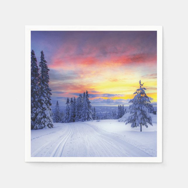 Serviette En Papier Paysage hivernal (Devant)
