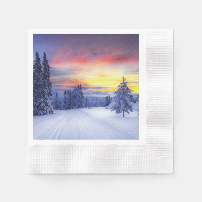 Serviette En Papier Paysage hivernal (Devant)