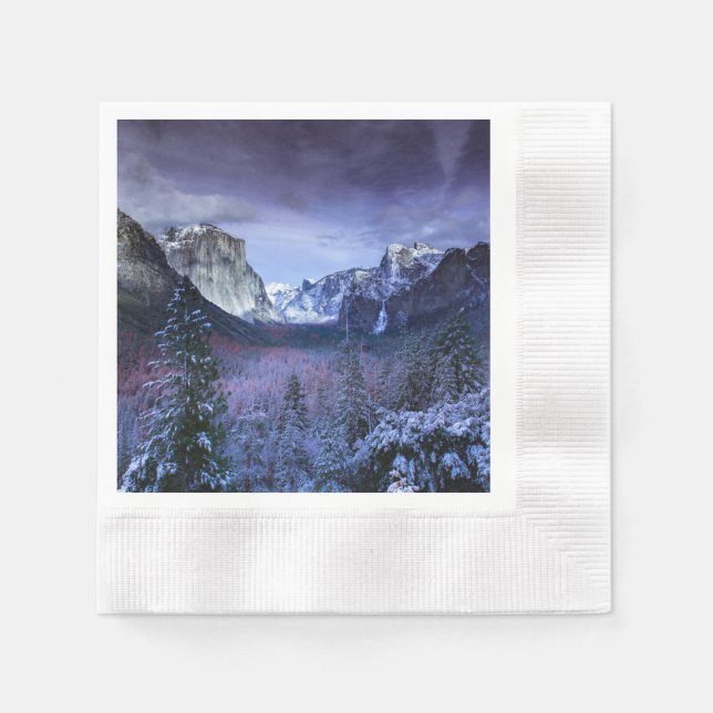Serviette En Papier Paysage hivernal de Yosemite Californie enneigée (Devant)