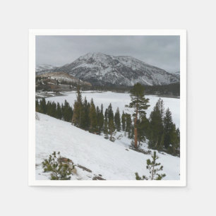 Serviette En Papier Paysage hivernal du lac Ellery enneigé en Californ