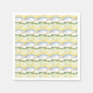 Serviette En Papier Paysage idyllique avec arbres, buissons, fleurs