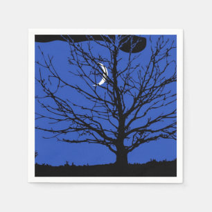 Serviette En Papier Paysage lunaire en bleu et noir de Cobalt