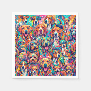 Serviette En Papier Paysage onirique de chien vibrant – Bohème psychéd