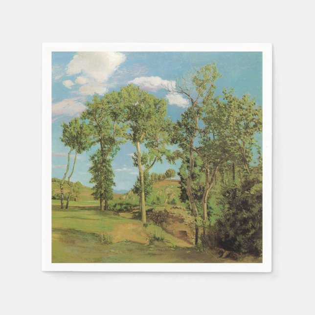 Serviette En Papier Paysage Paysage Frédéric Bazille Impressionniste (Devant)