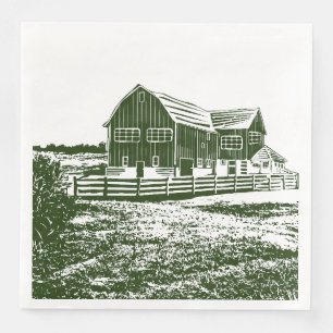 Serviette En Papier Paysage rural maison de ferme de style coupe