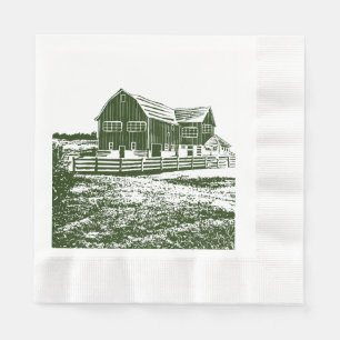 Serviette En Papier Paysage rural maison de ferme de style coupe