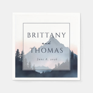 Serviette En Papier Paysage serein de montagne bleue