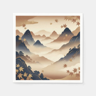 Serviette En Papier Paysage serein de montagne japonaise en automne