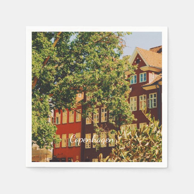Serviette En Papier Paysage urbain de Copenhague - Danemark (Devant)