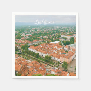 Serviette En Papier Paysage urbain de Ljubljana, souvenir de voyage en