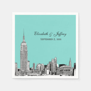 Serviette En Papier Paysage urbain de NYC 01 Gravure DIY Fond de coule