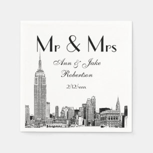 Serviette En Papier Paysage urbain NYC 01 Gravure DIY Fond de couleur