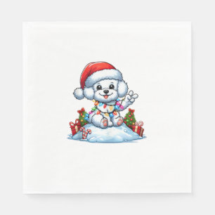 Serviette En Papier Peace Hauteur Bichon Frise Lumières de Noël Chien