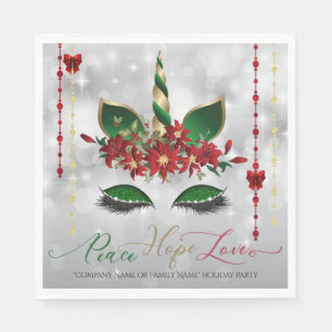 Serviette En Papier Peace Hope et Love Holiday Unicorn