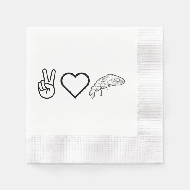 Serviette En Papier Peace Love and Pizza (Devant)