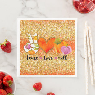 Serviette En Papier Peace Love Automne Personnaliser Couleur
