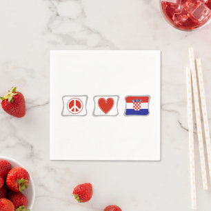 Serviette En Papier Peace Love et Carrés de Croatie